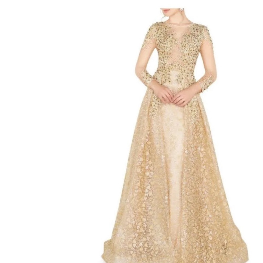 Elegant Gold Evening Gown mother of the bride dress